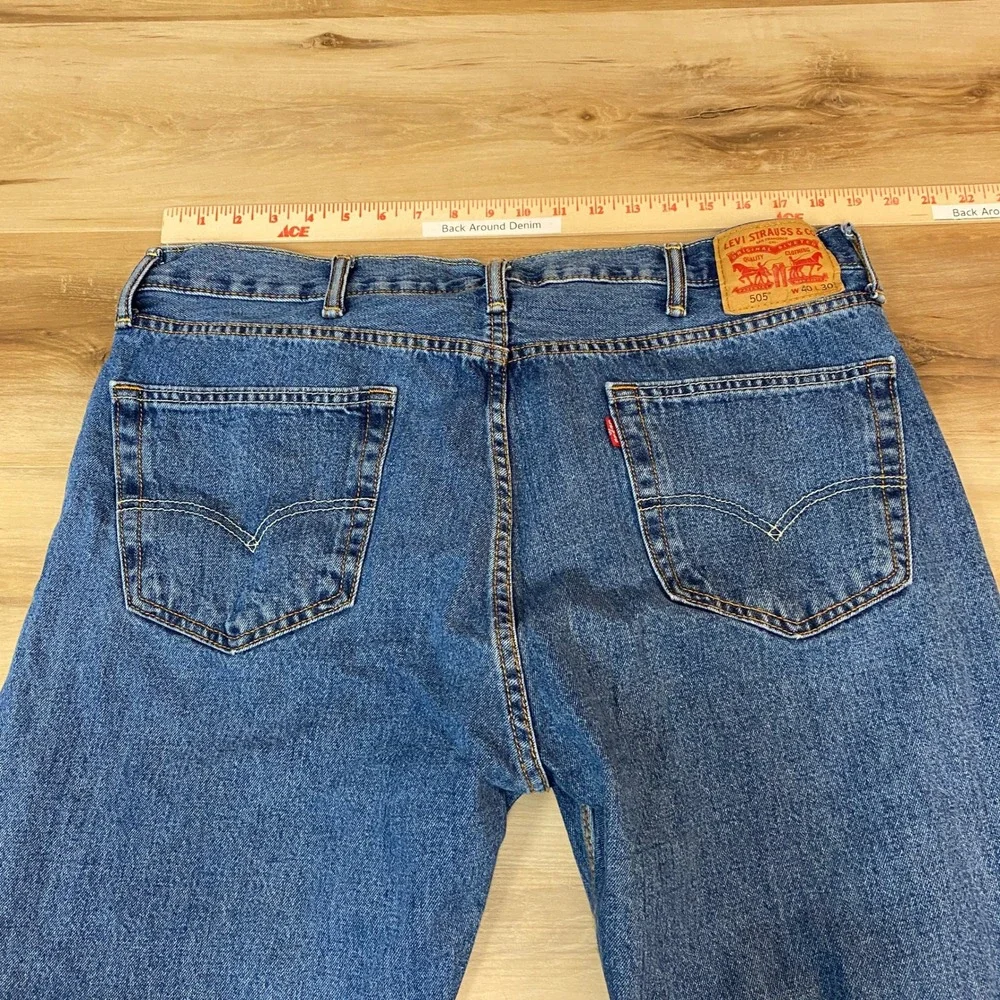 Levi's 505 Regular Fit Straight Leg Jeans Men's W40 L30 Blue Denim